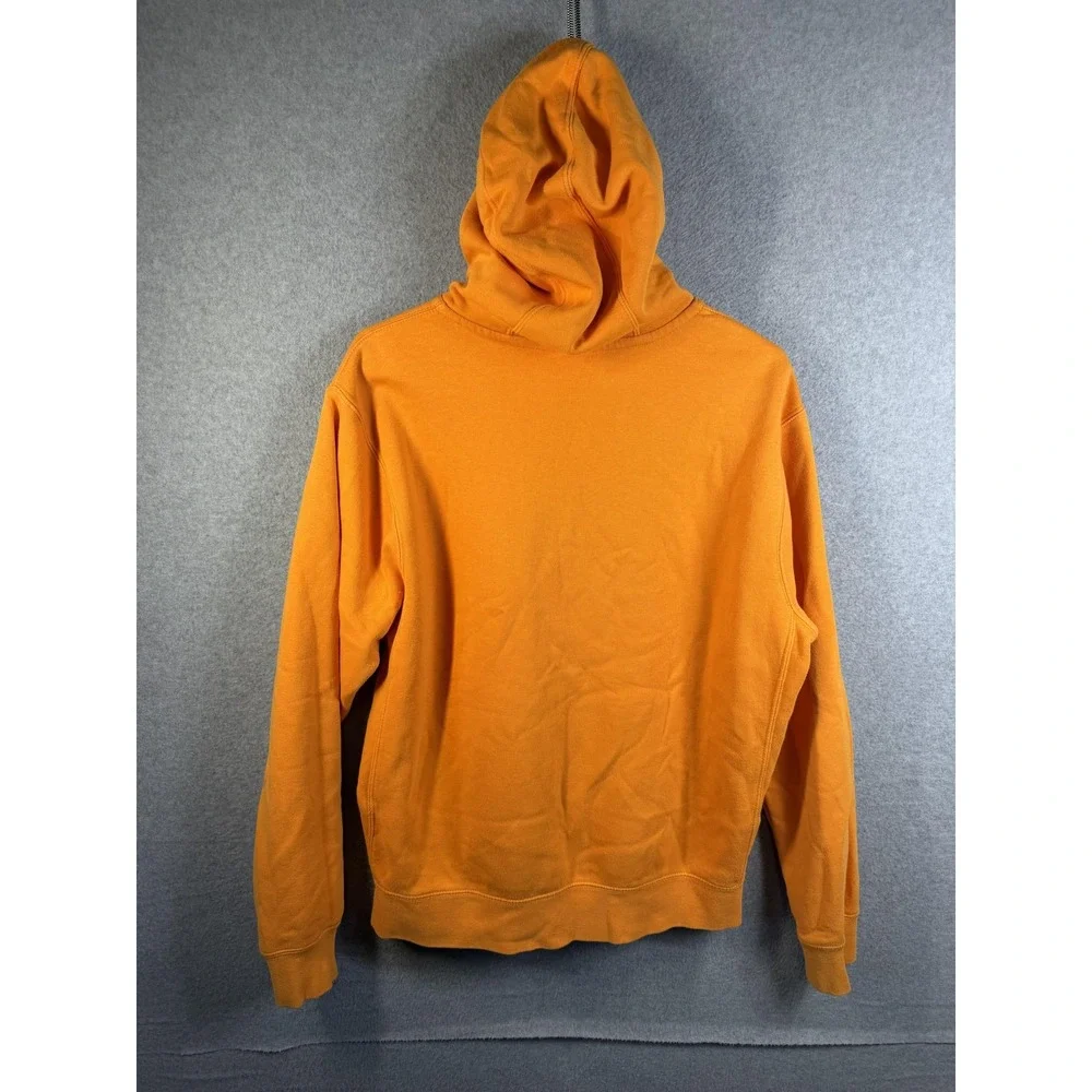 Nike Hoodie Mens Medium Orange Pullover Fleece Kangaroo Pocket Swoosh Logo Top